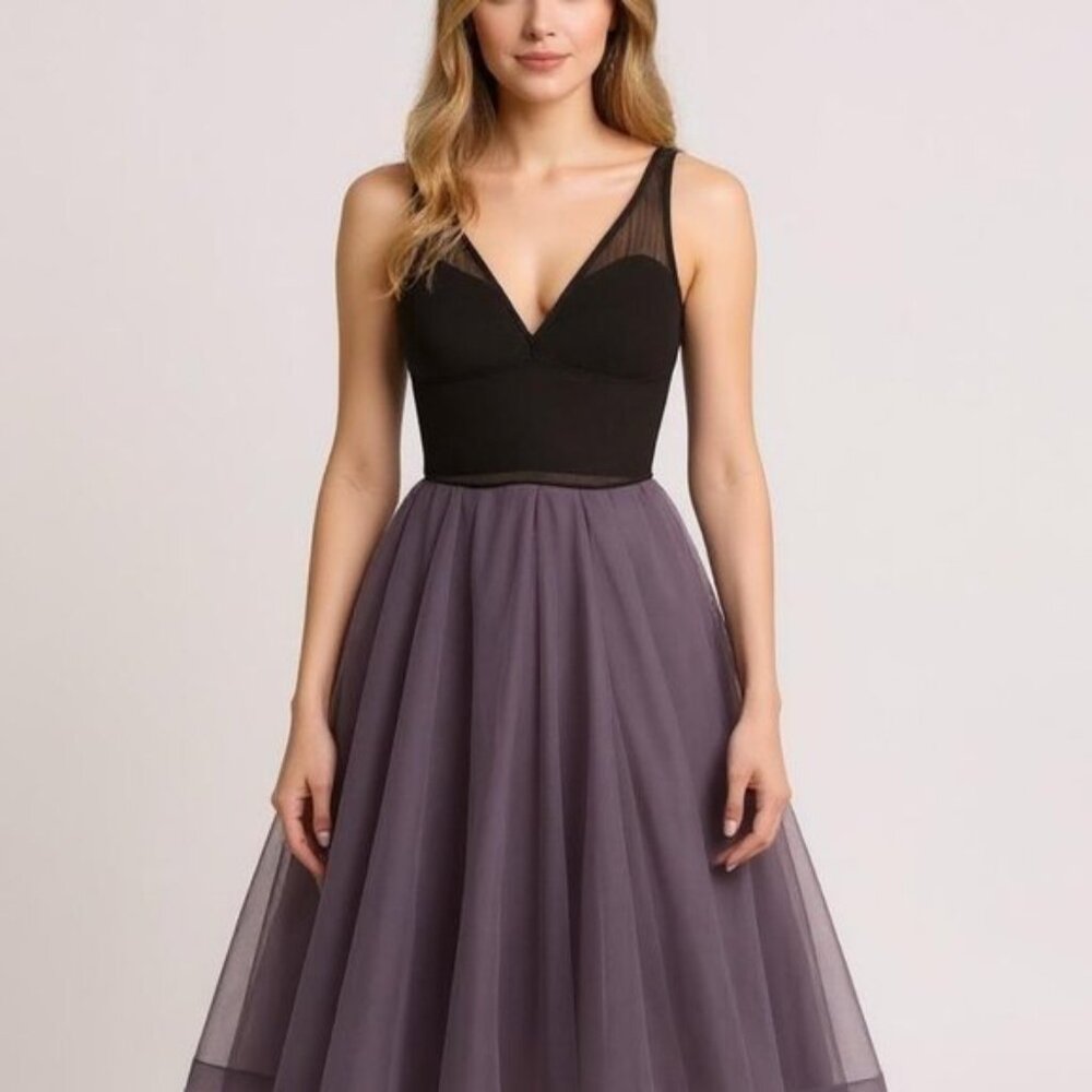 JS Boutique Vintage 90s Mesh Overlay Midi Gown Size 6 EUC